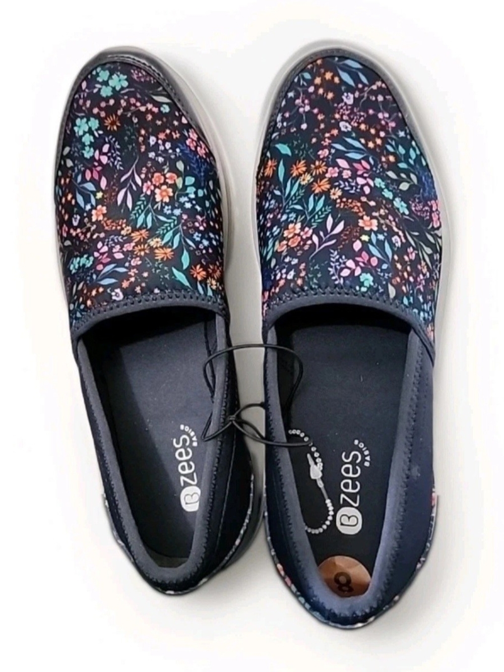 Bzees Women's Navy Floral Slip-On Sneakers